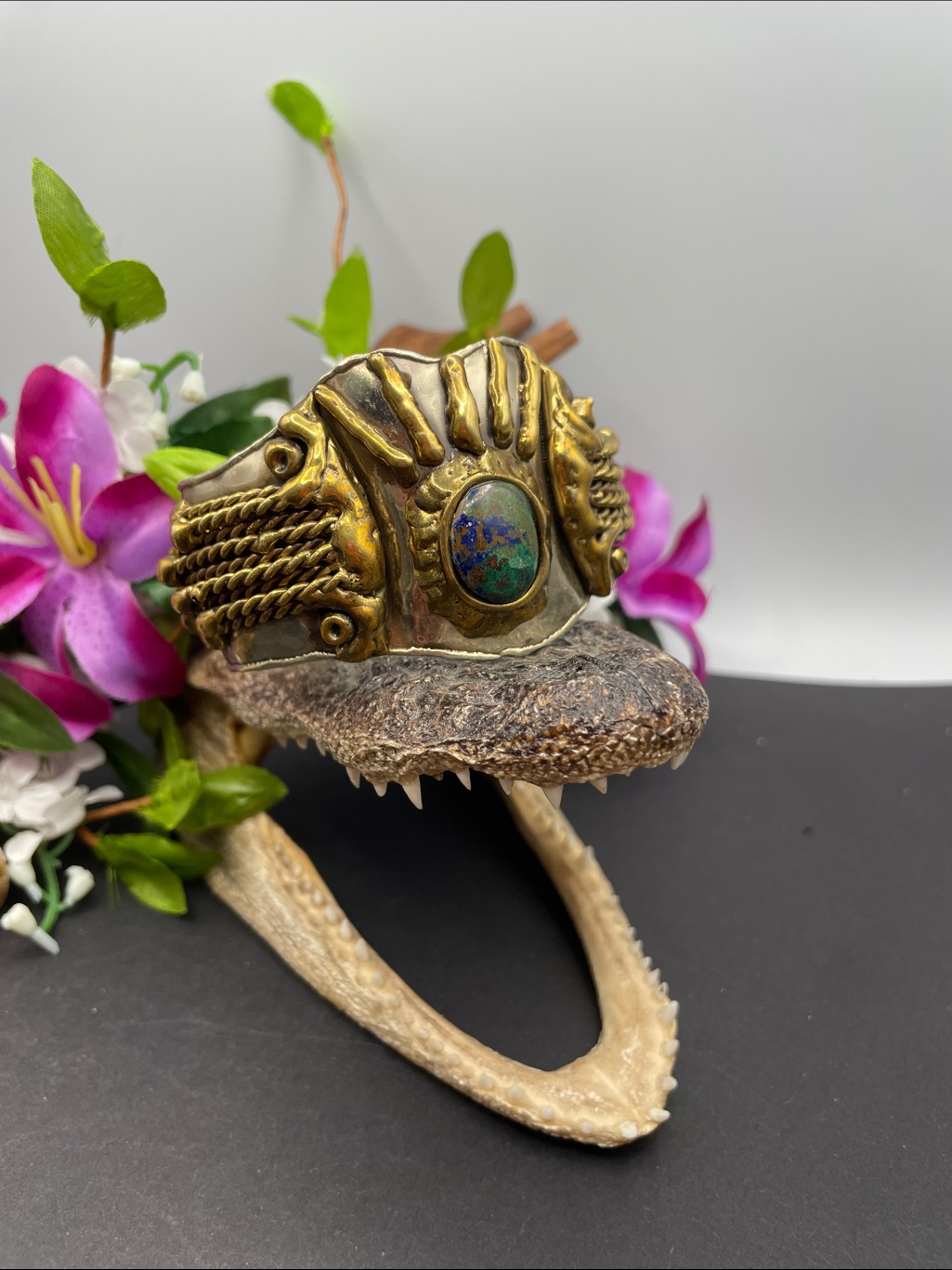 Brutalist Cuff With Azurite Stone